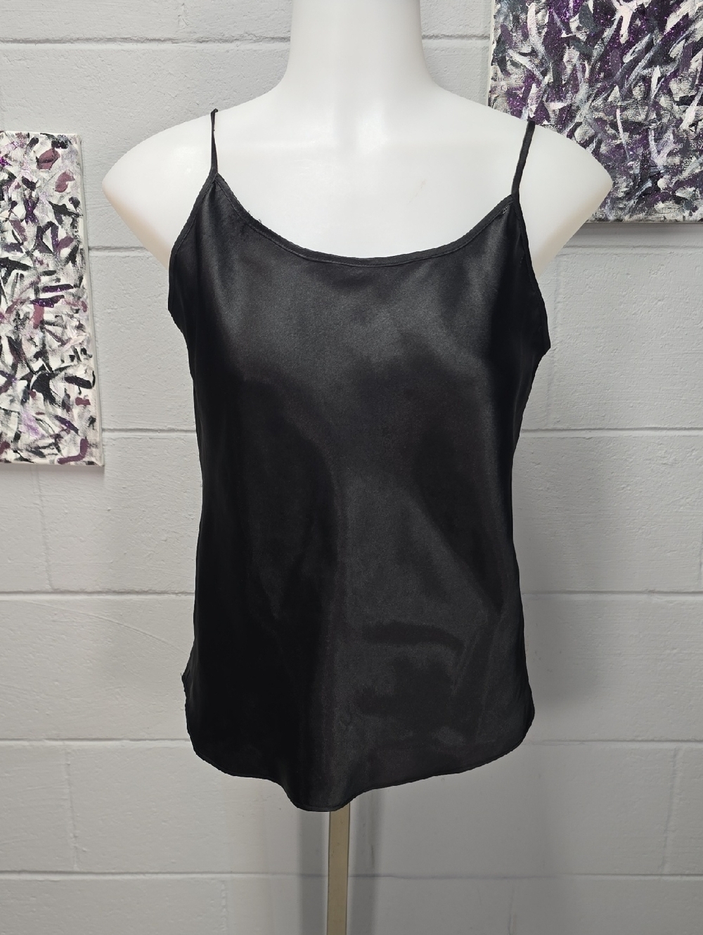 Classic Black Satin Cami - Women's Sleeveless Top